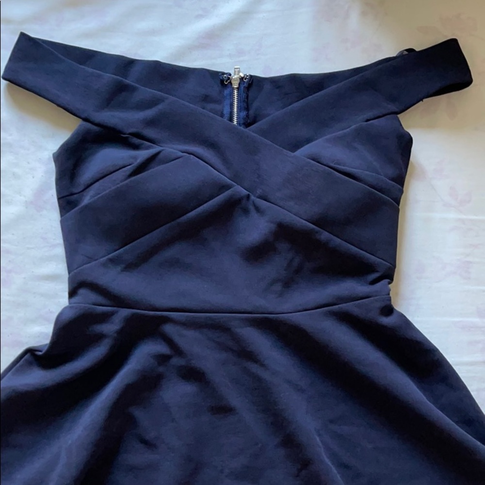 Windsor Off the Shoulder Navy Dress